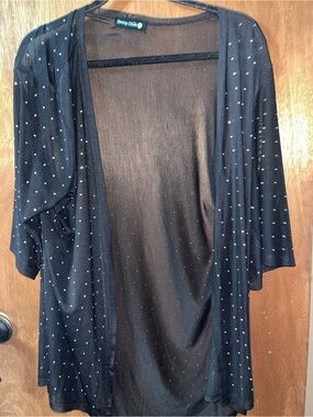 LuLaRoe Black Sheer  rhinestones Open-Front
